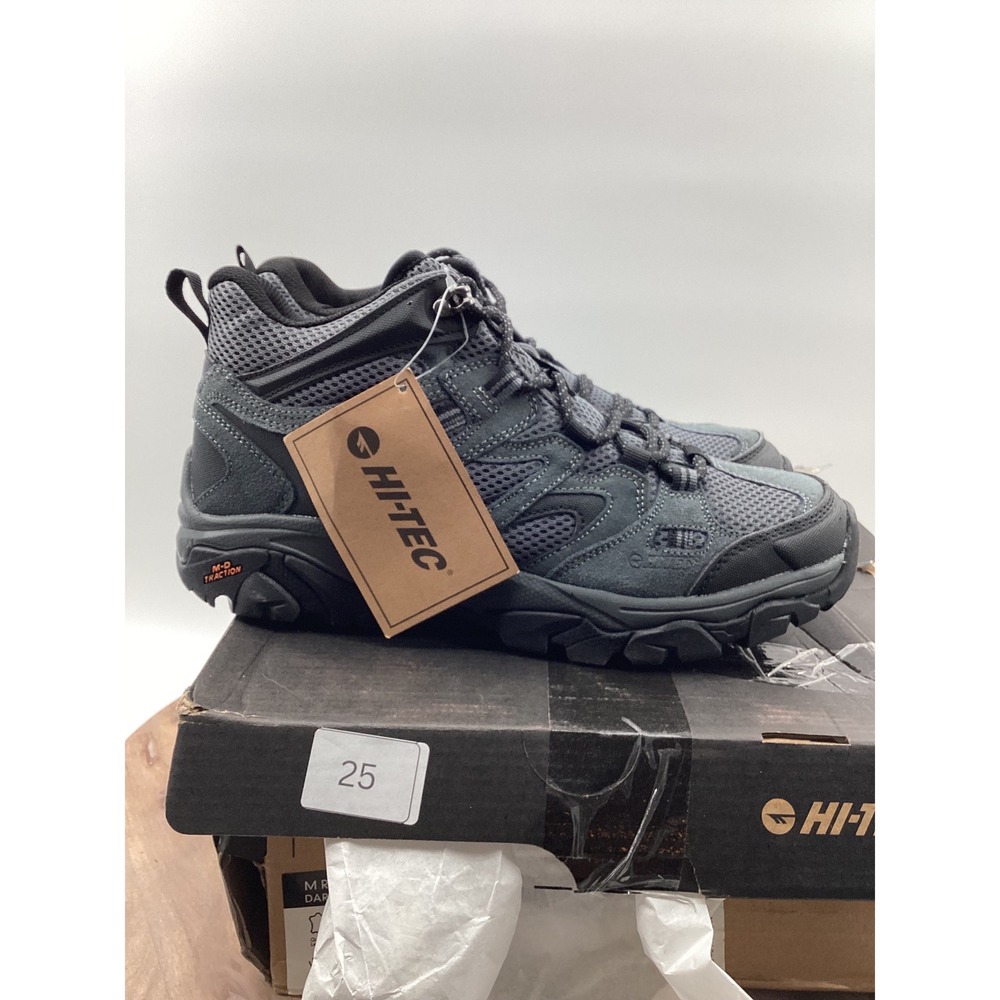 Hi-Tec Ravus Vent Mid WP Mens Hiking Boots Charcoal Black Grey CH80008M Size 9M